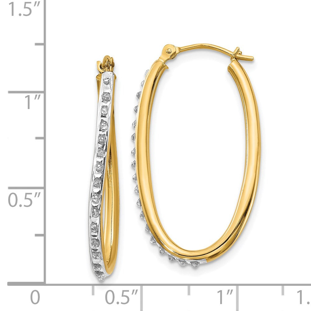 Gold Diamond Oval Twist Hoop Earrings DF111 - Elegant Dangle Earrings for Women, Perfect for Parties, Weddings & Special Occasions