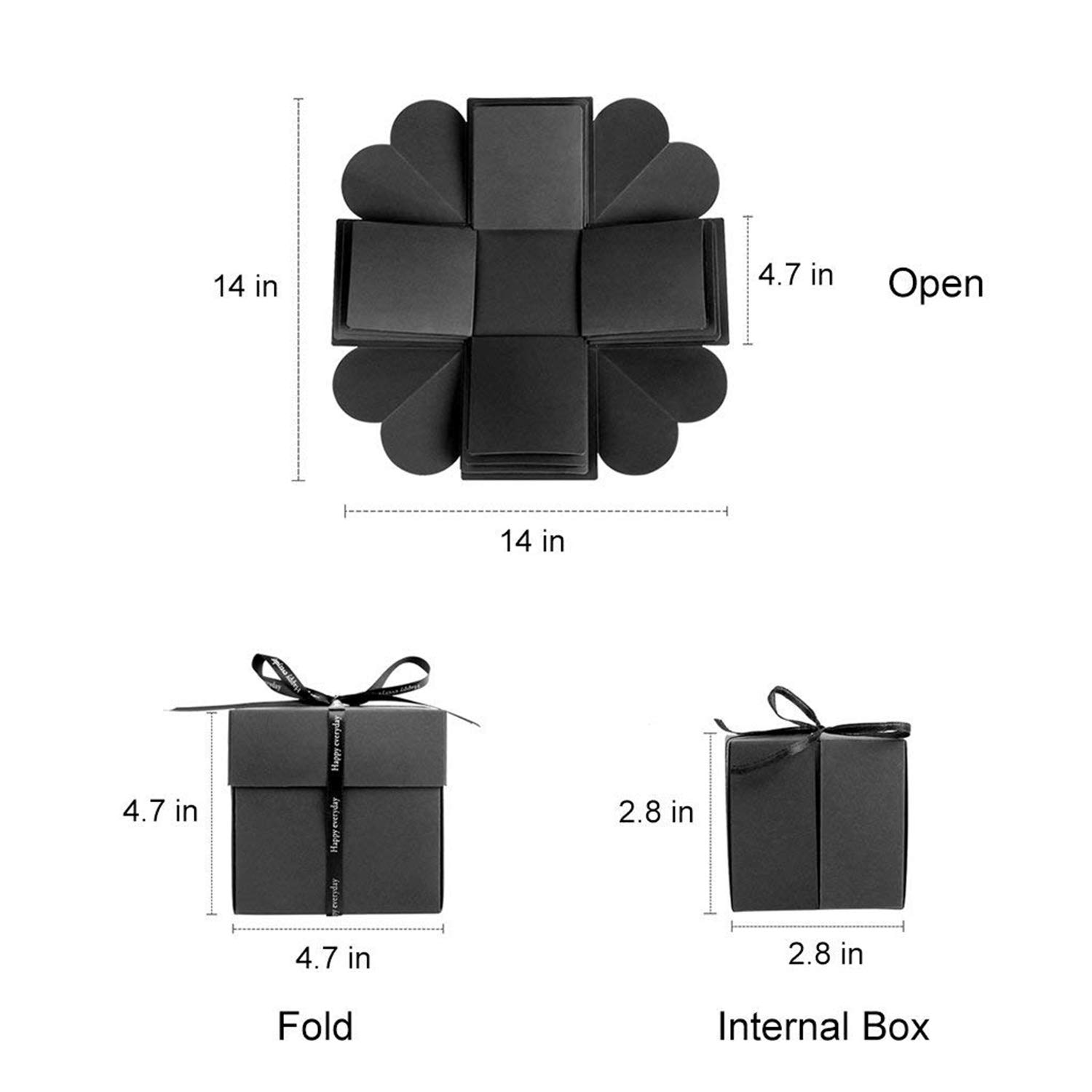 Creative Explosion Gift Box - DIY Handmade Photo Album Scrapbook for Valentine's Day, Wedding, Birthday Party | Surprise Gift Idea for Loved Ones | Perfect for Anniversaries, Graduations & Special Occasions - Black