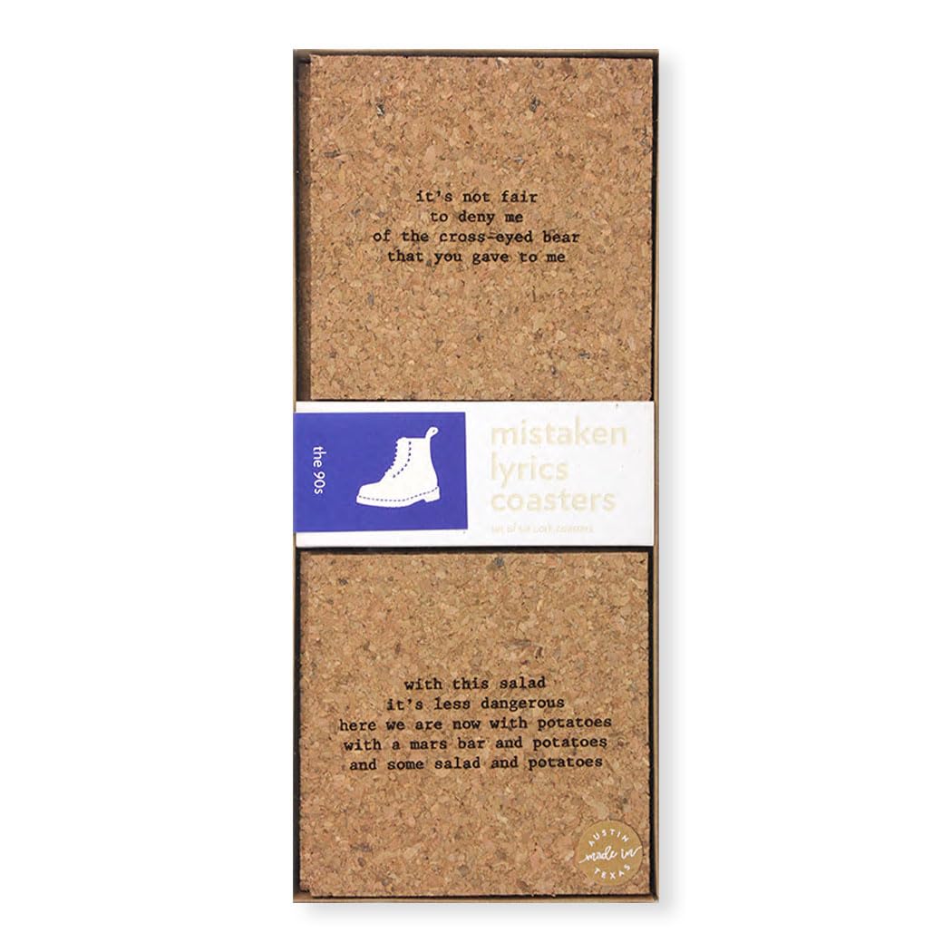 90s Mistaken Lyrics Coasters - Fun Retro Drink Coasters for Nostalgic Music Lovers - Perfect for Parties, Bars & Home Decor