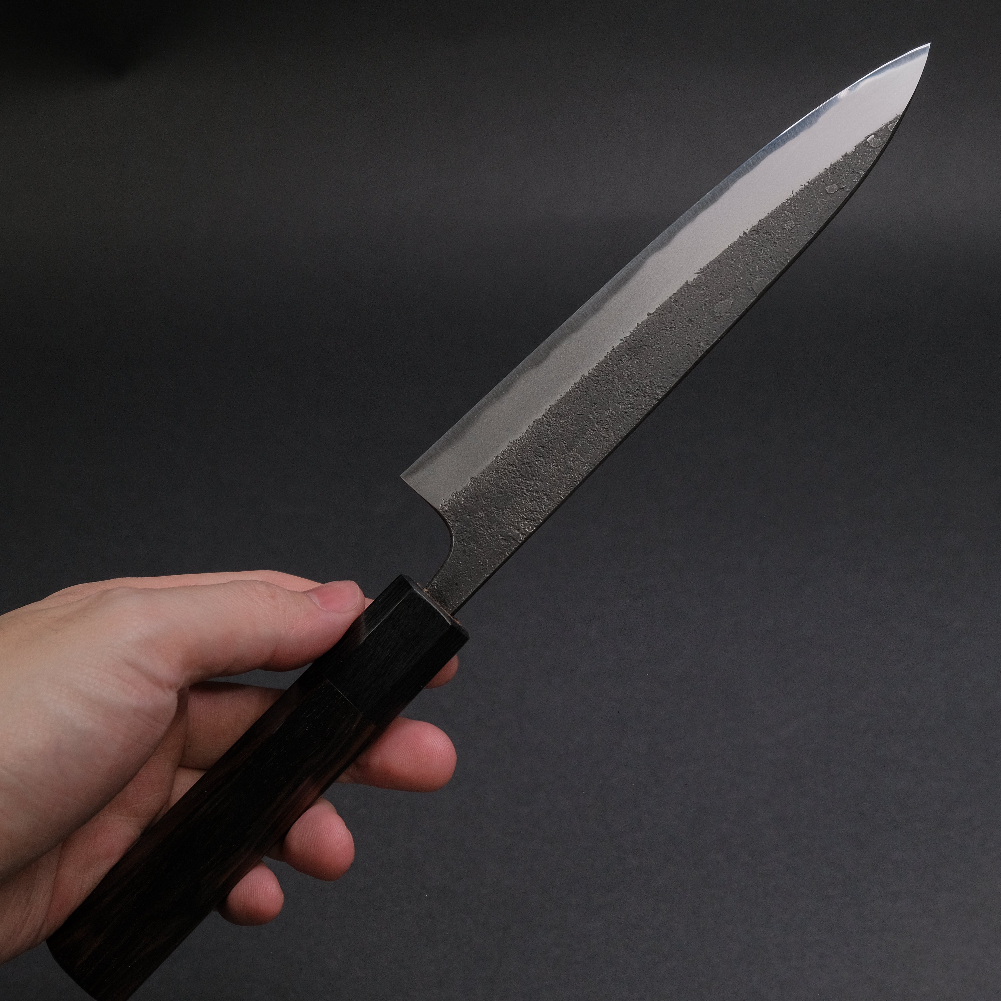 Premium Toshihiro Wakui Kurouchi Nashiji Blue #2 Petty Knife 150mm with Ebony Handle - Japanese Chef Knife for Slicing, Trimming & Precision Cutting - Perfect for Home Cooks & Professional Chefs