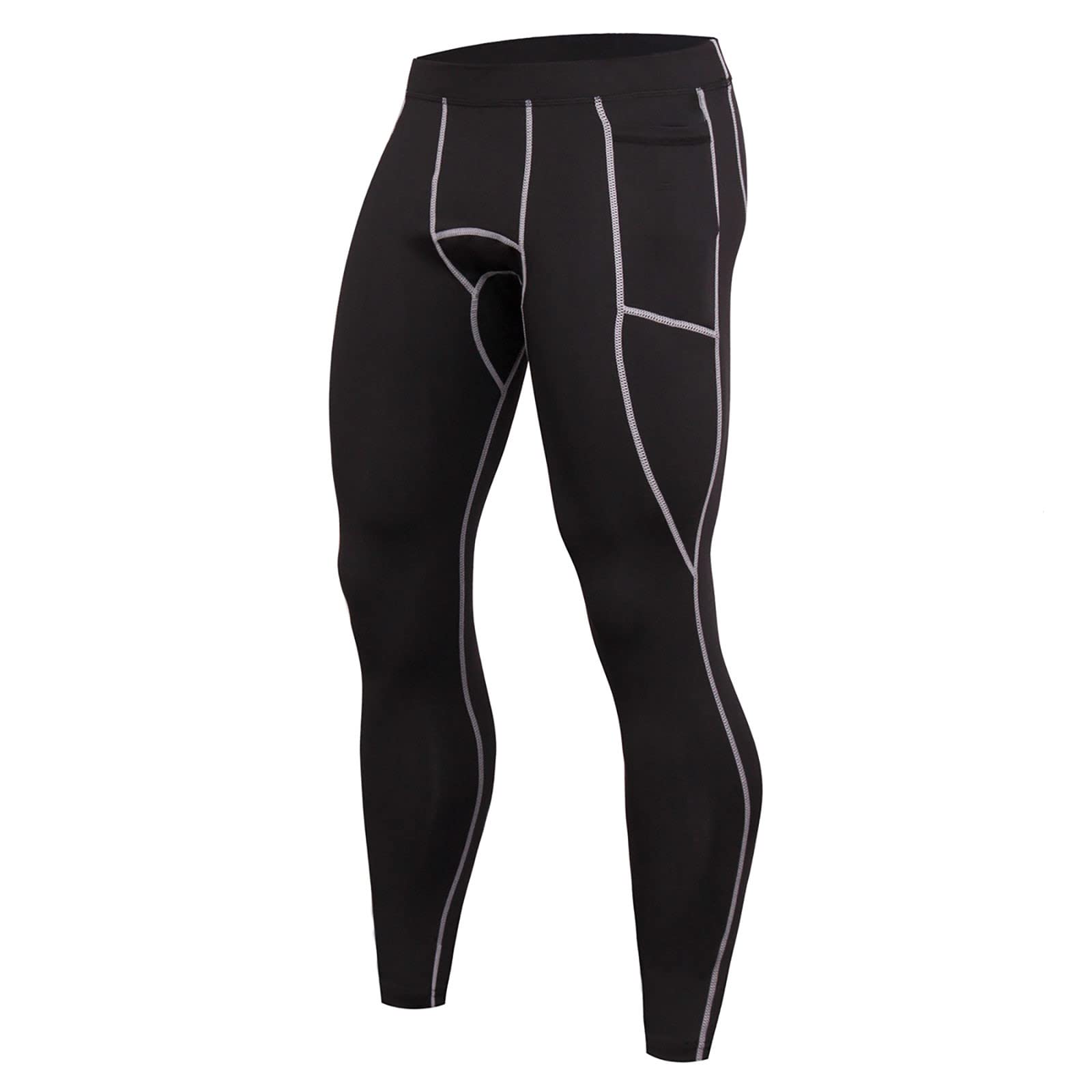 2022 Men's High Waist Sports Tights - Quick Dry, Elastic Fitness Leggings for Running, Gym & Workout - Breathable Compression Pants (Gray) - Perfect for Training, Yoga & Outdoor Activities