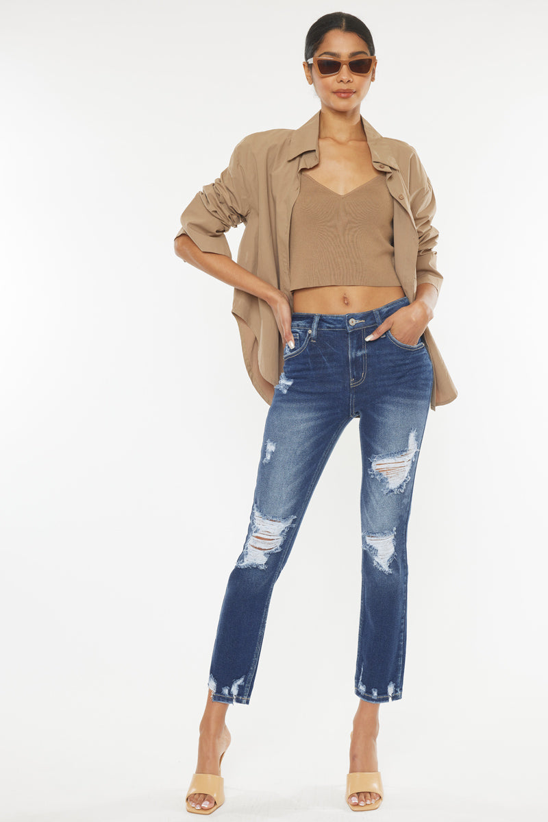 Haven Ultra High Rise Slim Straight Leg Jeans for Women - Stretch Denim Pants, Comfortable & Flattering Fit - Perfect for Casual Outfits, Workwear, and Everyday Style