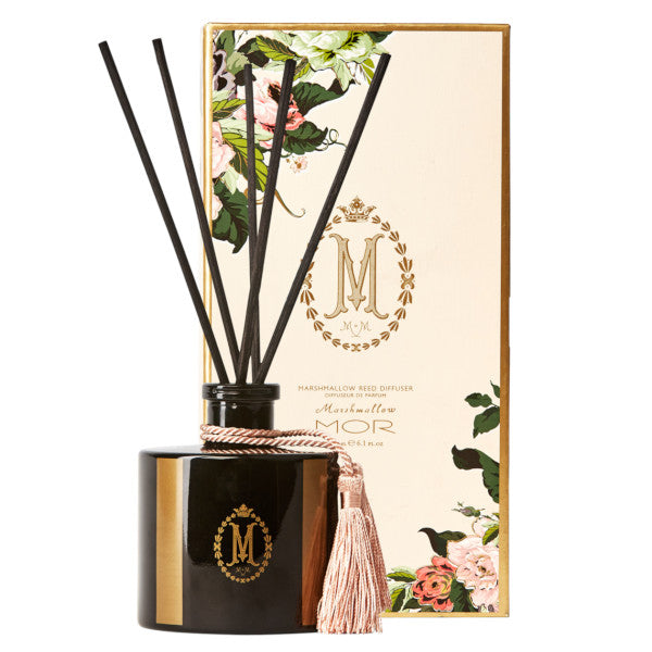 MOR Reed Diffuser Marshmallow Scent 180ml - Home Fragrance Oil for Living Room, Bedroom & Bathroom - Long Lasting Aromatherapy Essential Oil Diffuser