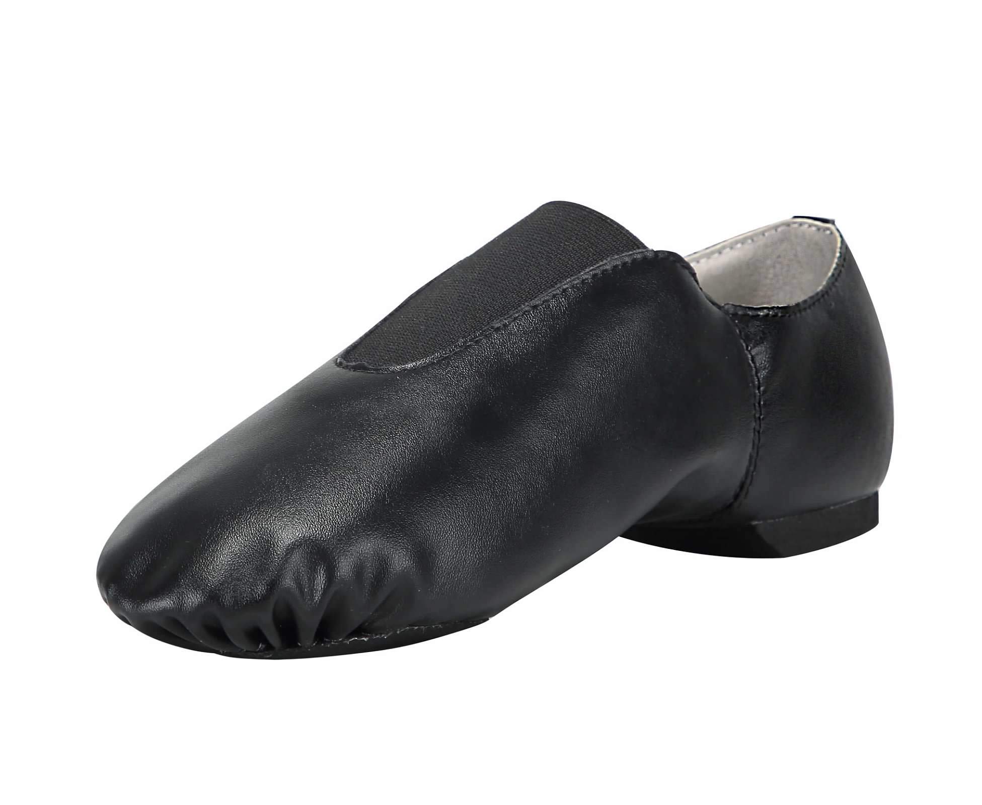 Linodes PU Leather Jazz Shoes Slip-On for Girls & Boys - Comfortable Elastic Dance Shoes for Toddler, Little Kid & Big Kid - Perfect for Ballet, Jazz, and Dance Classes