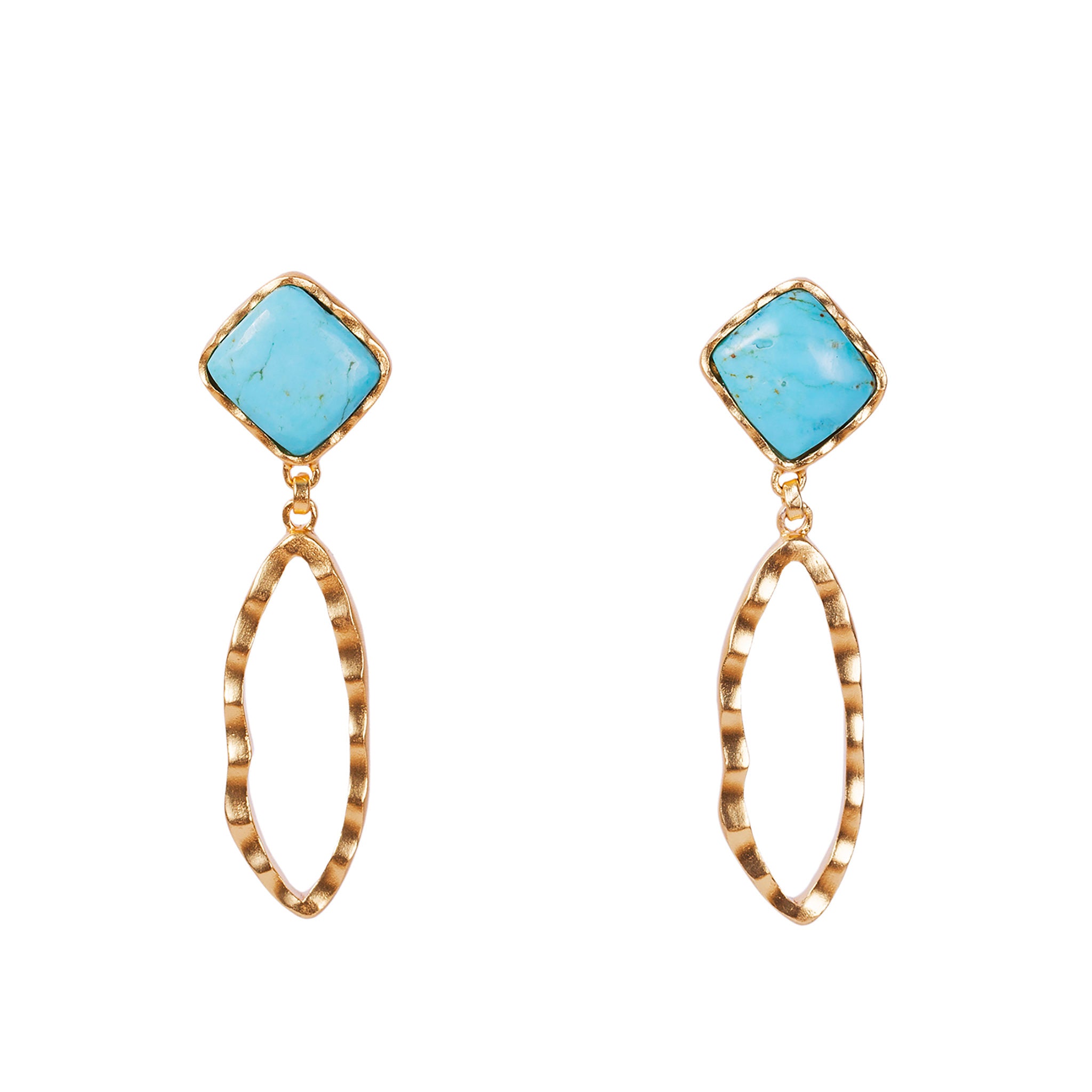 Turquoise Deco Ovate Earrings - Handmade Boho Chic Jewelry for Women, Perfect for Parties, Weddings & Everyday Wear