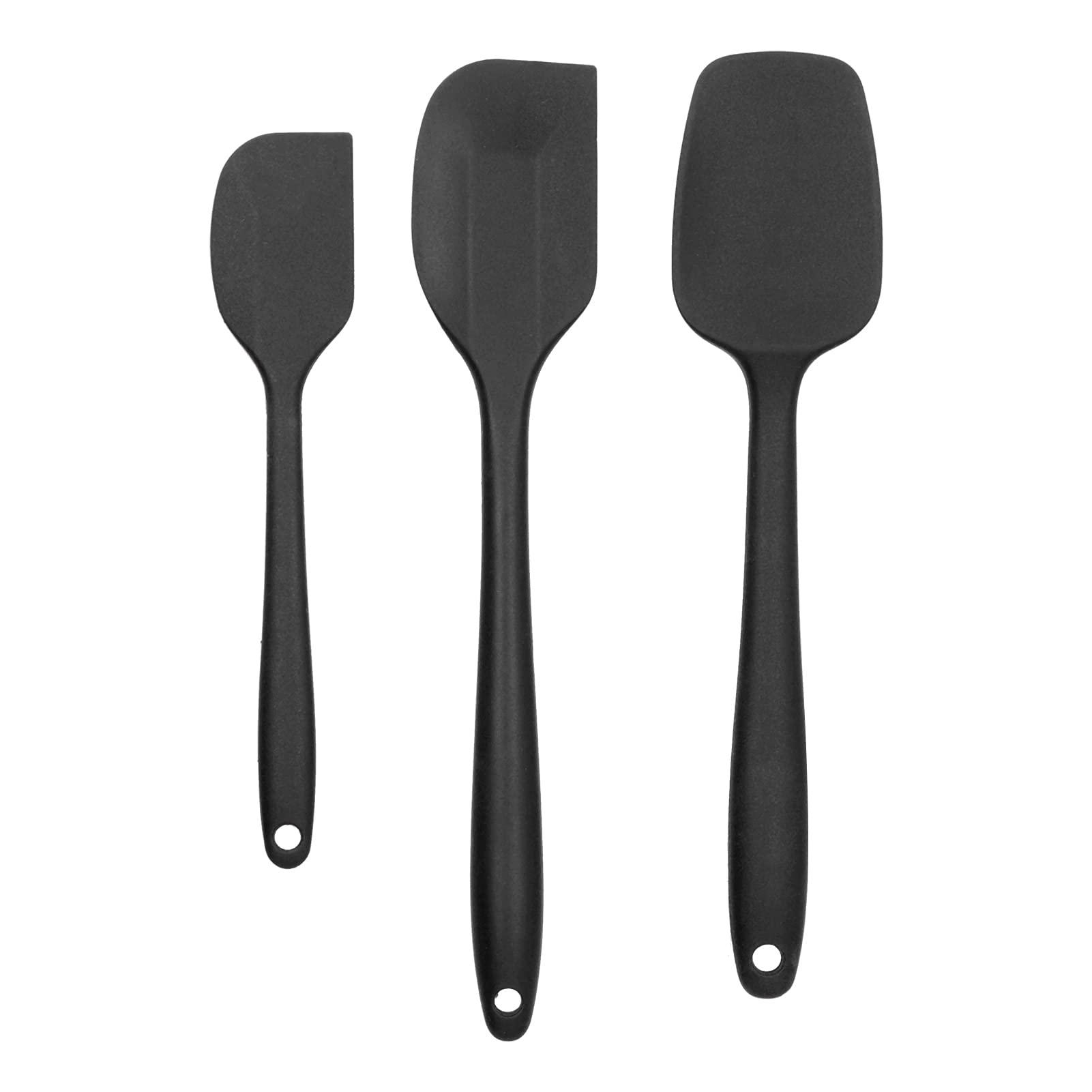3-Piece Non-Stick Silicone Spatula Set - Heat Resistant Baking Scraper & Butter Spreader for Cake Decorating, Cooking, Kitchen Baking Tools (Black) - Perfect for Mixing, Flipping Pancakes & Spreading Frosting