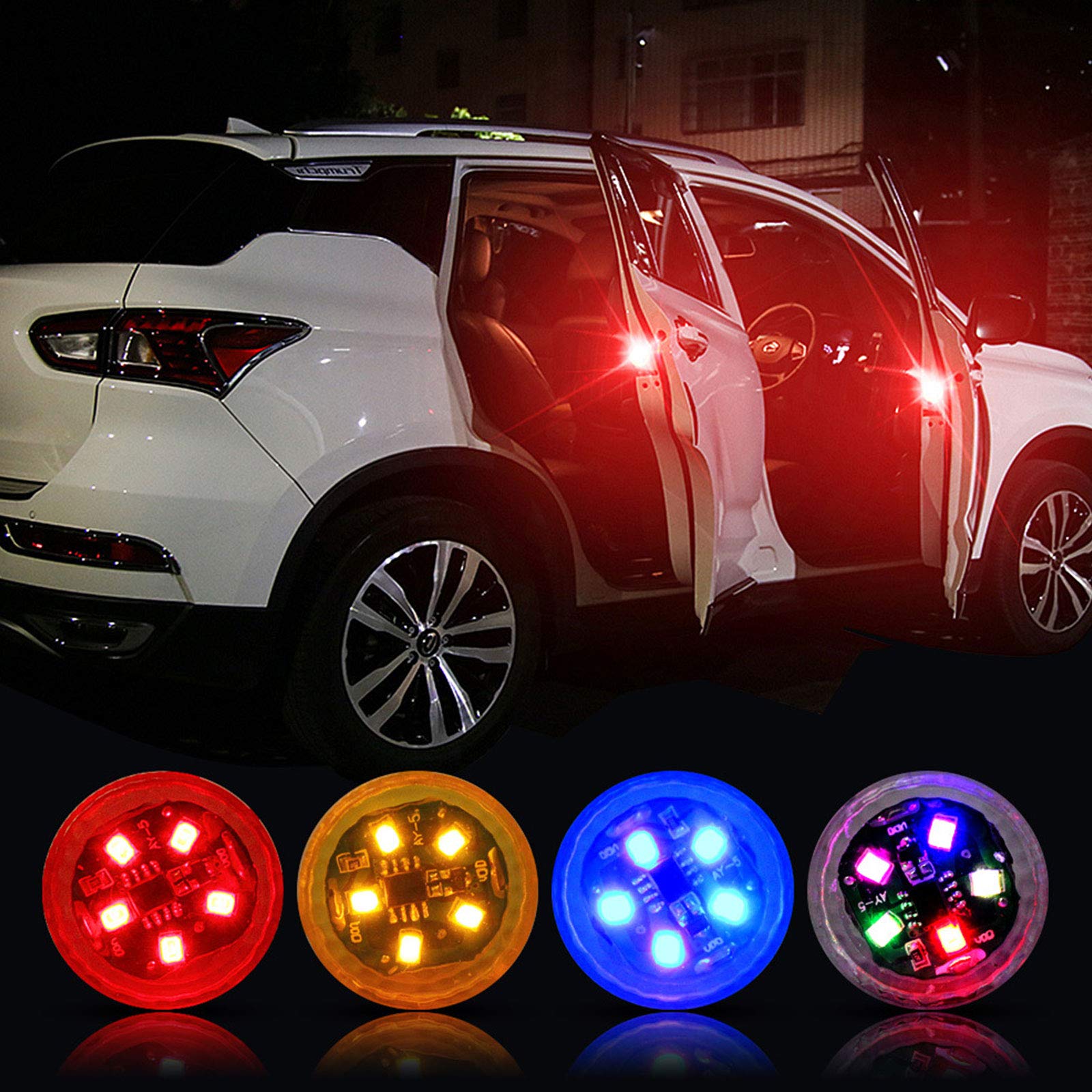 2 Pack Car LED Door Warning Lights - Yellow Strobe Safety Anti-Collision Lights for Vehicle Doors | Enhanced Night Visibility & Accident Prevention