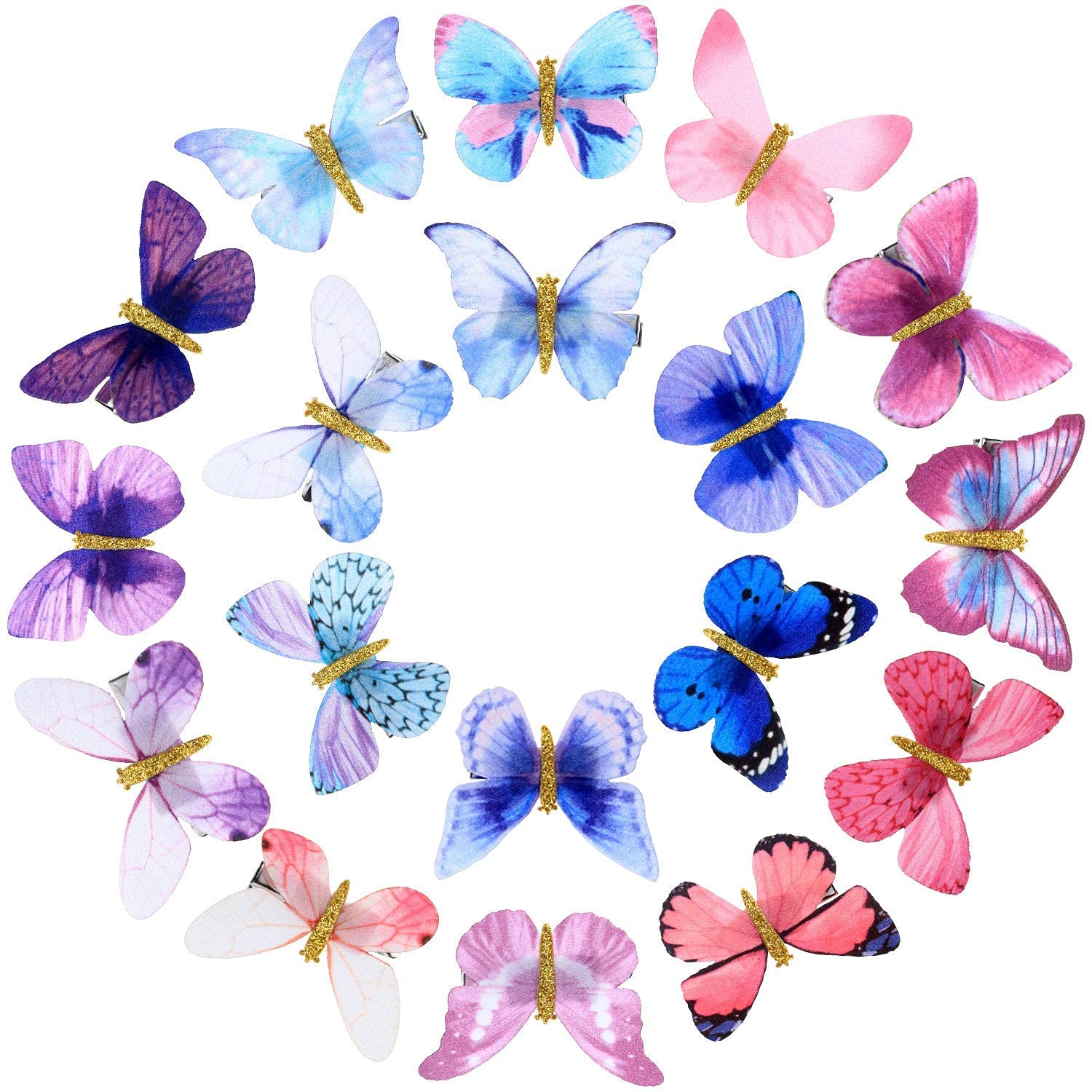 MT BROTHERS Baby Girl Hair Bows - 6 Pack Cute Elastic Butterfly Hair Clips for Ponytails & Braids - Perfect for Parties, School & Daily Outfits