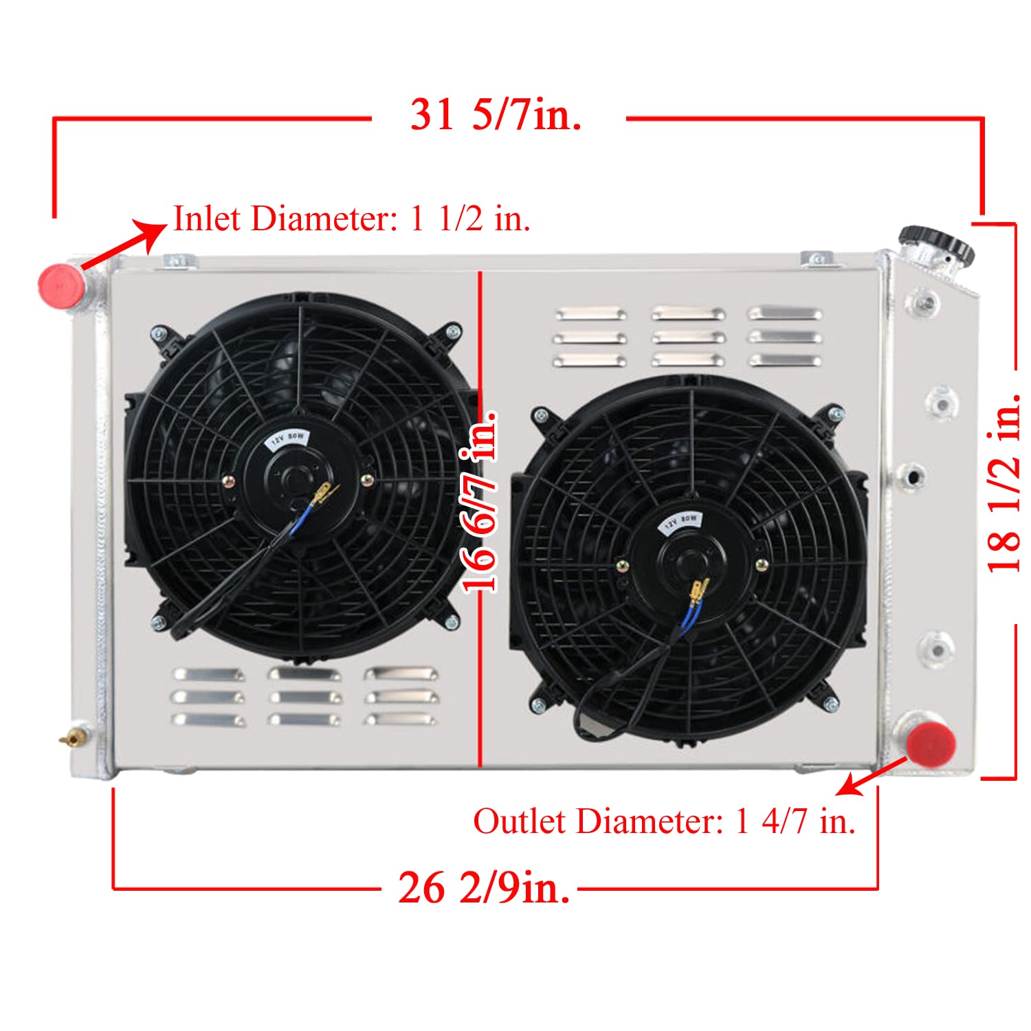 4 Row Aluminum Radiator with Dual 12