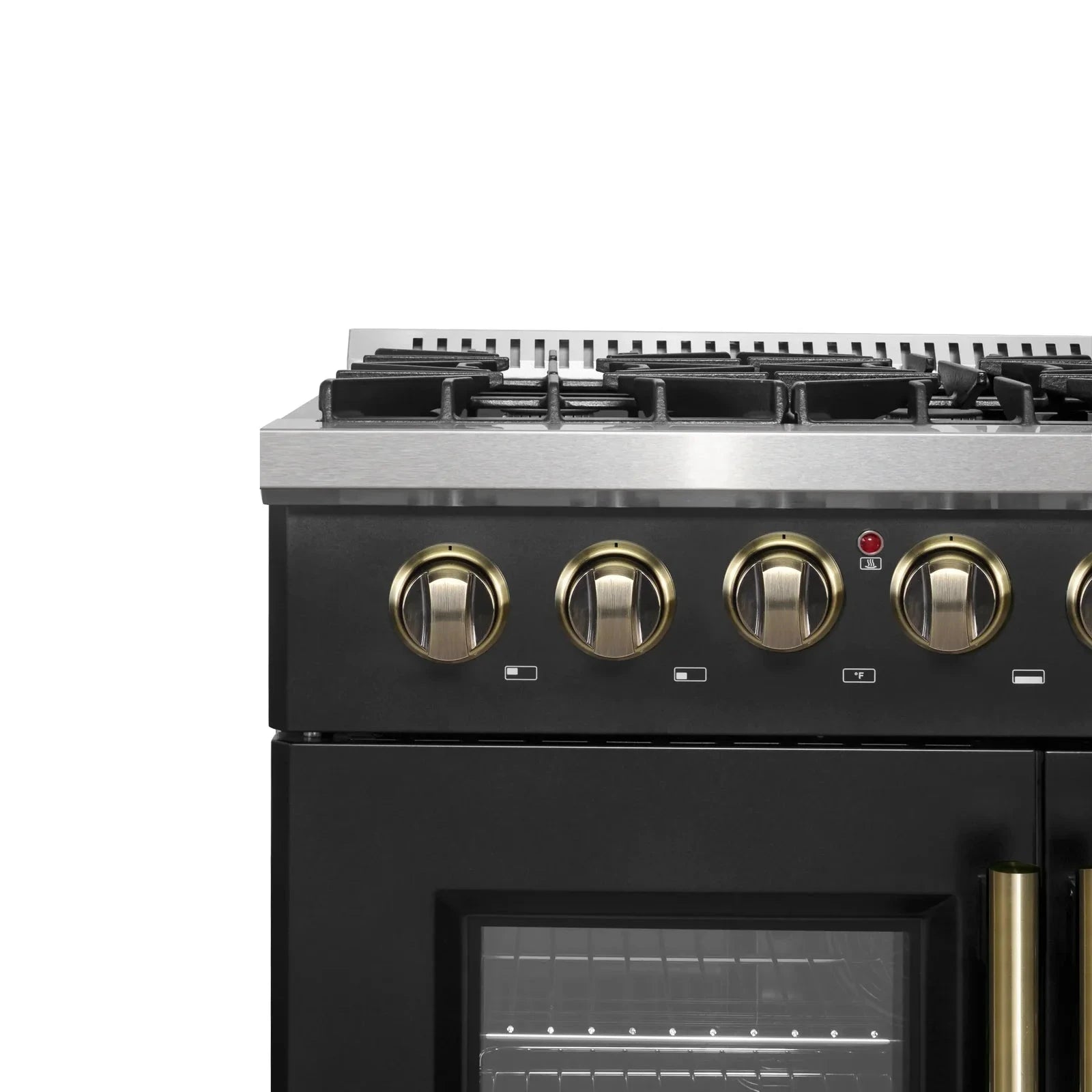 **Forno Galiano 36-Inch French Door Dual Fuel Range - Gas Stove & Electric Oven in Black with Antique Brass Trim (Model FFSGS6356 36BLK) - Perfect for Modern Kitchens & Gourmet Cooking**