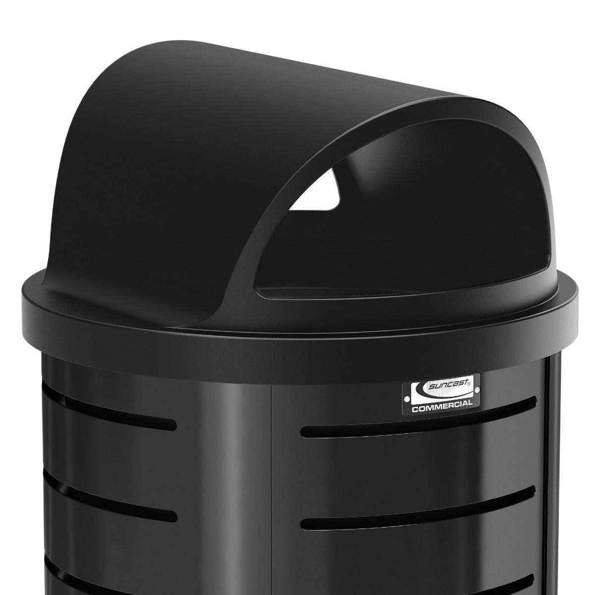 35 Gallon Outdoor Decorative Metal Trash Can With Roto Molded Lid - Durable Rustproof Garbage Bin for Patio, Garden, and Backyard Waste Disposal