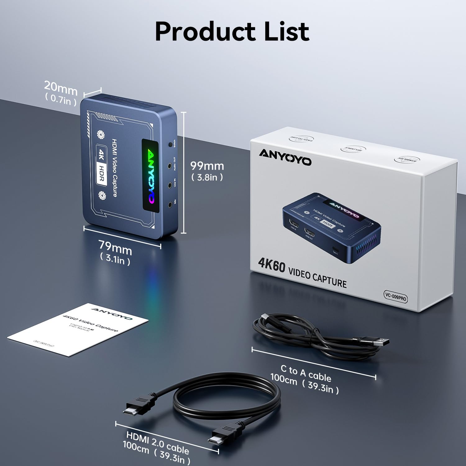 ANYOYO 4K60 HDR Video Capture Card with Ultra-Low Latency - HDMI Game Capture Device for Streaming, Recording & Live Gaming - Compatible with PS5, PS4, Nintendo Switch, DSLR Camera (Windows/Mac) - Perfect for Twitch Streamers, YouTubers & Esports Gamers