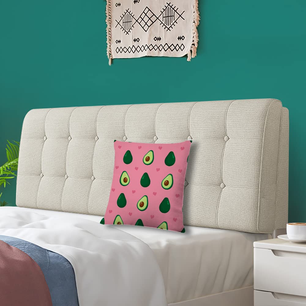 Funny Green Avocado Square Throw Pillow Covers 18x18 Inch - Decorative Couch & Sofa Cushion Cases for Living Room, Bedroom, Nursery - Soft & Stylish Home Decor Accessories