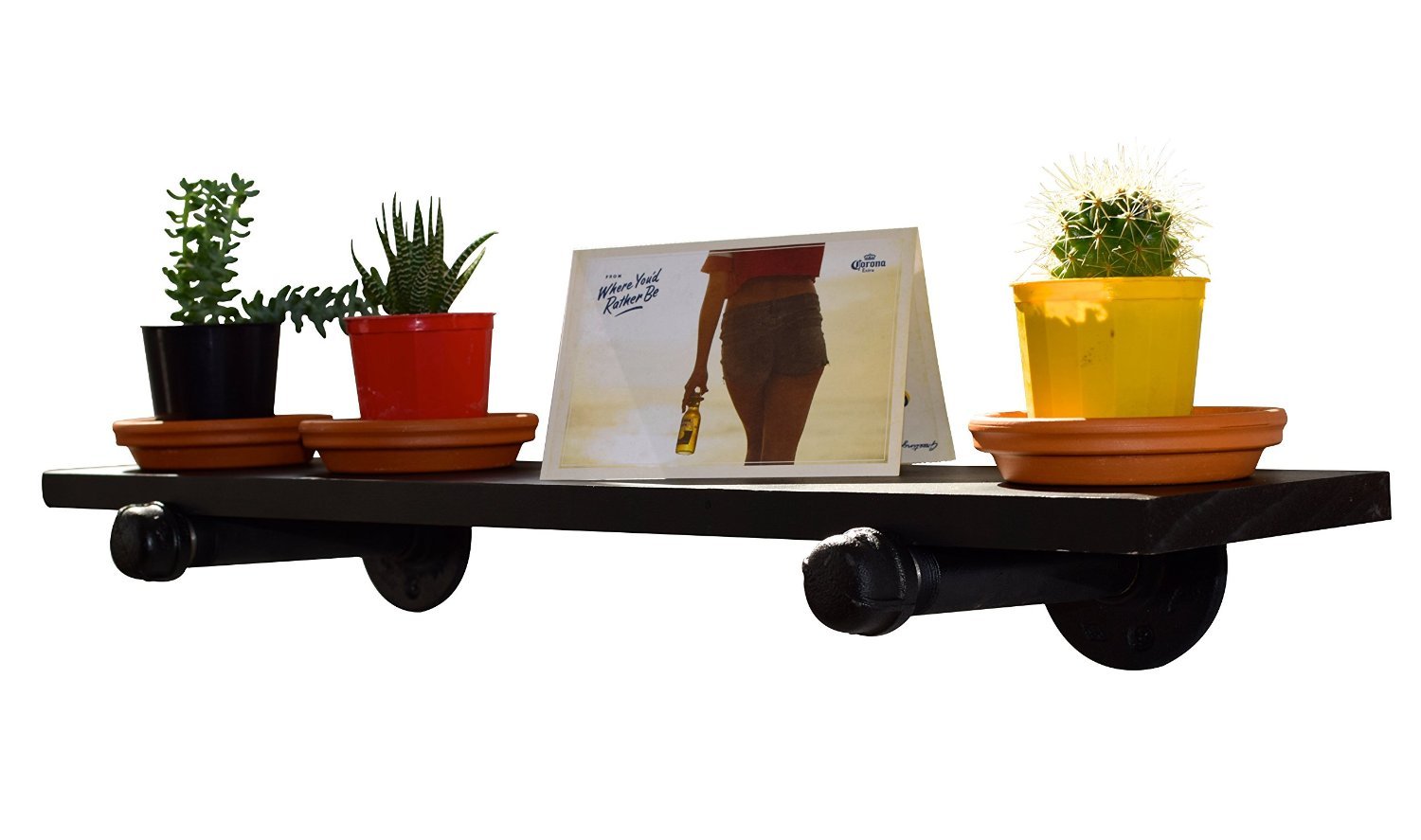 Industrial Pipe Shelf - 6 Inch Heavy Duty Metal Brackets (2 Pack) - DIY Floating Shelves, Custom Shelving, Plumbing Pipe Decor - Perfect for Home Office, Loft, Industrial Style Living Room & Bedroom Storage Solutions