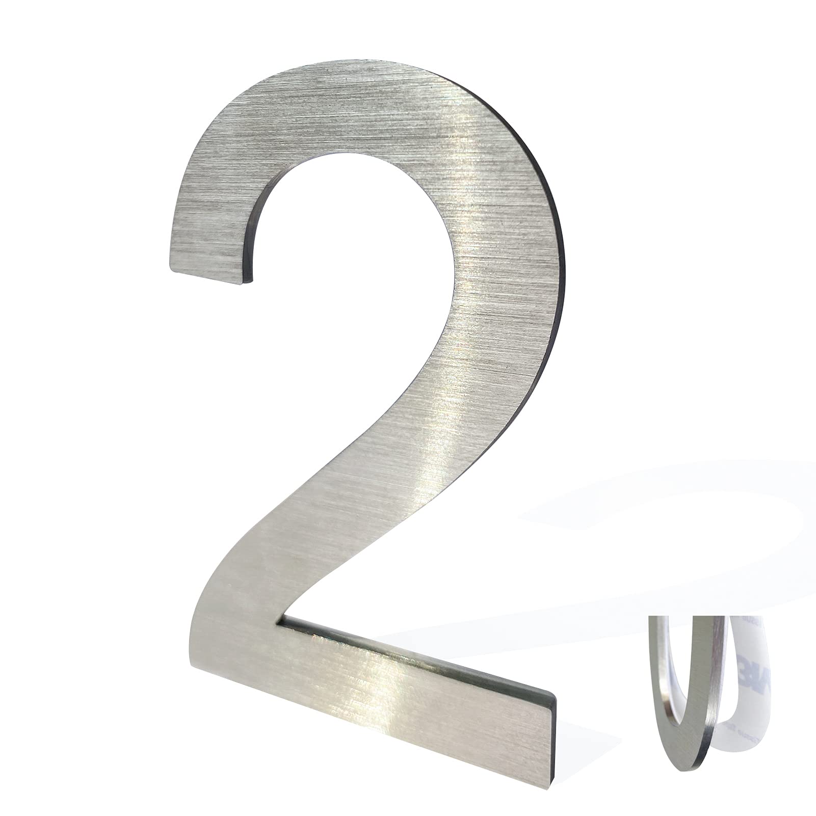 Modern Stainless Steel House Numbers - 3 Inch Self-Adhesive Mailbox Decor (Silver) | Durable Outdoor Address Plaque for Home, Apartment & Business Entrance