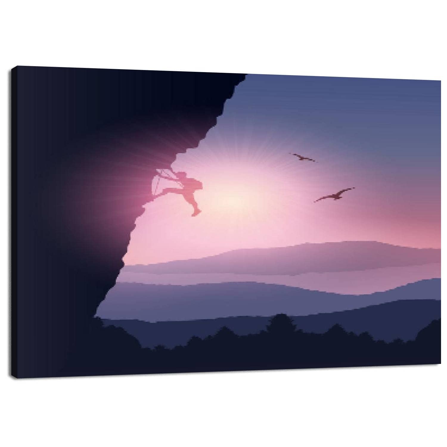 Rock Climber Canvas Wall Art Print - 20x30 Inch Ready to Hang Painting Poster for Home Decor, Living Room, Bedroom & Dining Room - Perfect for Adventure Lovers & Mountain Theme Interior Design
