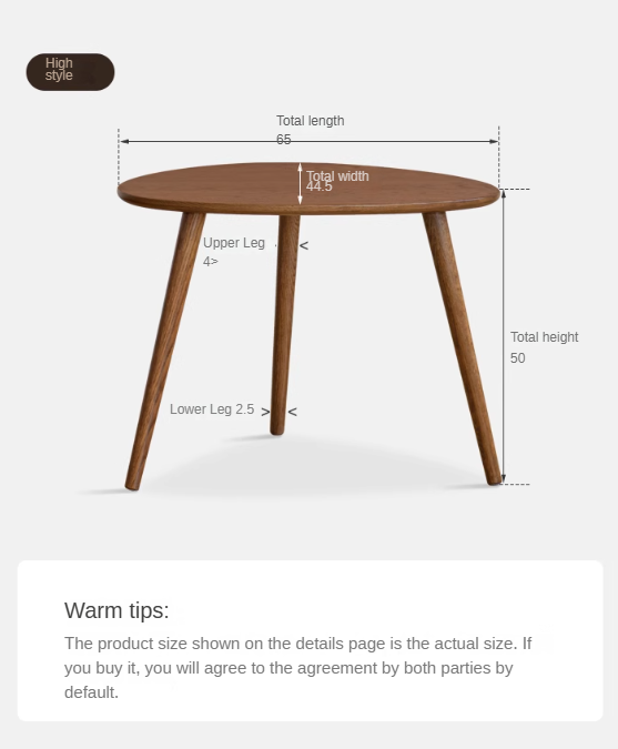 Solid Oak Wood Side Table in Walnut Finish - Perfect for Living Room, Bedroom, or Office Furniture