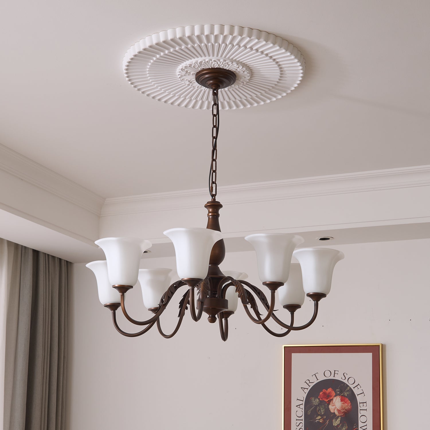 Aurelia Fleur Crystal Chandelier - Elegant Floral Ceiling Light Fixture for Dining Room, Living Room & Bedroom | Perfect for Home Decor & Wedding Venues