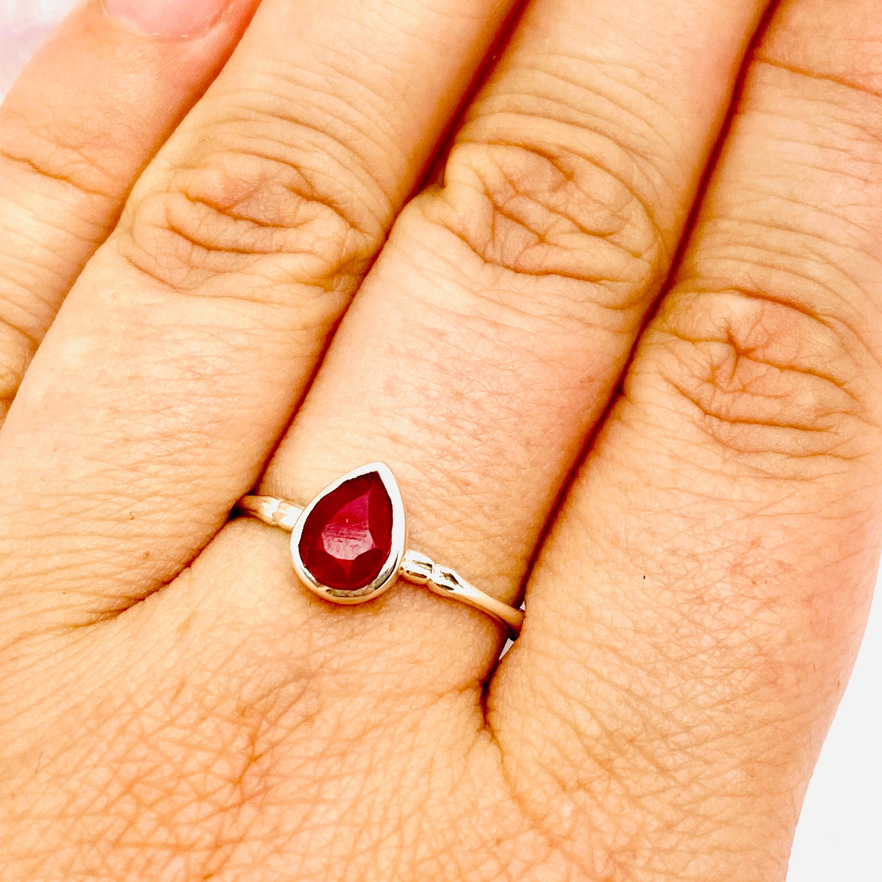 Faceted Ruby Teardrop Ring - 14K Gold Fine Band R3691 RU | Elegant Jewelry for Weddings, Parties & Special Occasions