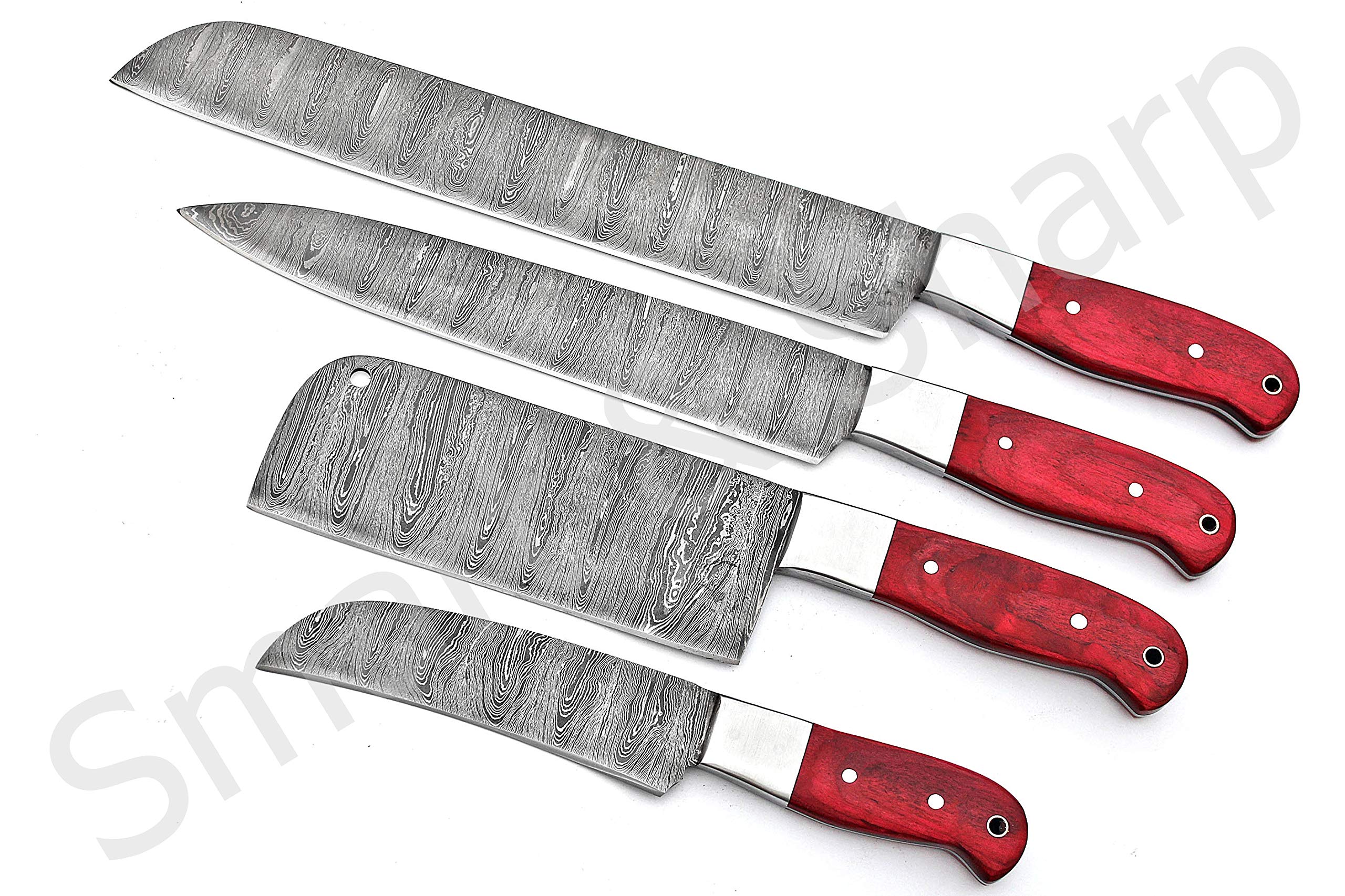 Premium Damascus Steel Chef Knife Set - 4 Piece Handcrafted Kitchen Knives with Razor Sharp Blades for Professional Cooking & Home Use - Perfect Gift for Chefs & Cooking Enthusiasts