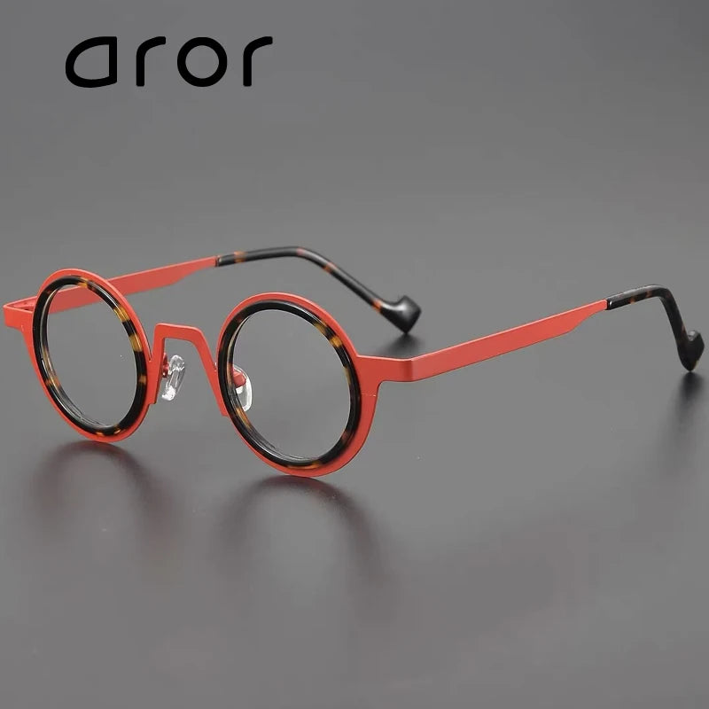 Aror Women's Full Rim Round Acetate Alloy Eyeglasses 76868 - Stylish Retro Frames for Reading, Work & Everyday Wear