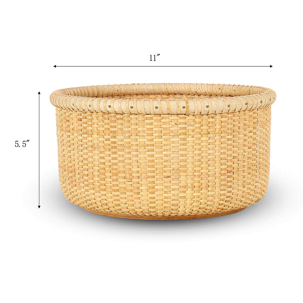 Handwoven Rattan Storage Basket - Nantucket Style Tea & Fruit Basket, Woven Desktop Organizer for Home Decor | Perfect for Kitchen, Living Room & Office Organization