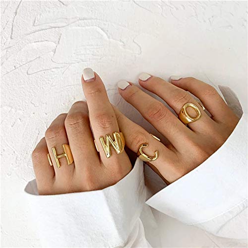 Silver & Gold Initial Letter Rings for Women - Bold Statement Jewelry for Outfits, Singer Fans & Gifts | Perfect for Concerts, Date Nights & Special Occasions