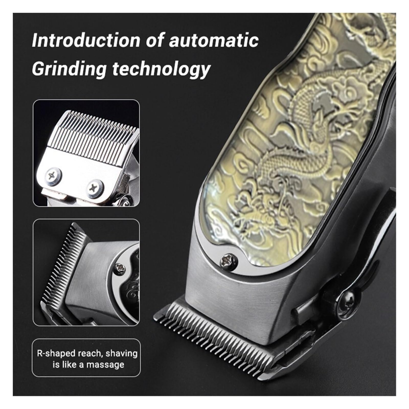Professional Hair Clipper & Beard Trimmer for Men - USB Rechargeable with Digital Display, Electric Hair Cutting Machine (Bronze Dragon) - Perfect for Home Barbering, Salon Use & Travel Grooming