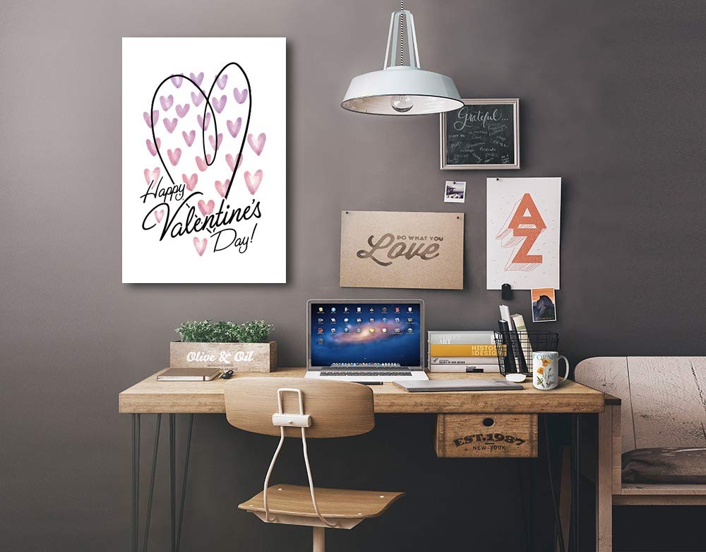 Lantern Press Happy Valentine's Day Hearts Wall Art - 24x36 Wrapped Canvas for Home Decor, Romantic Gift for Couples - Perfect for Living Room, Bedroom & Anniversary Presents