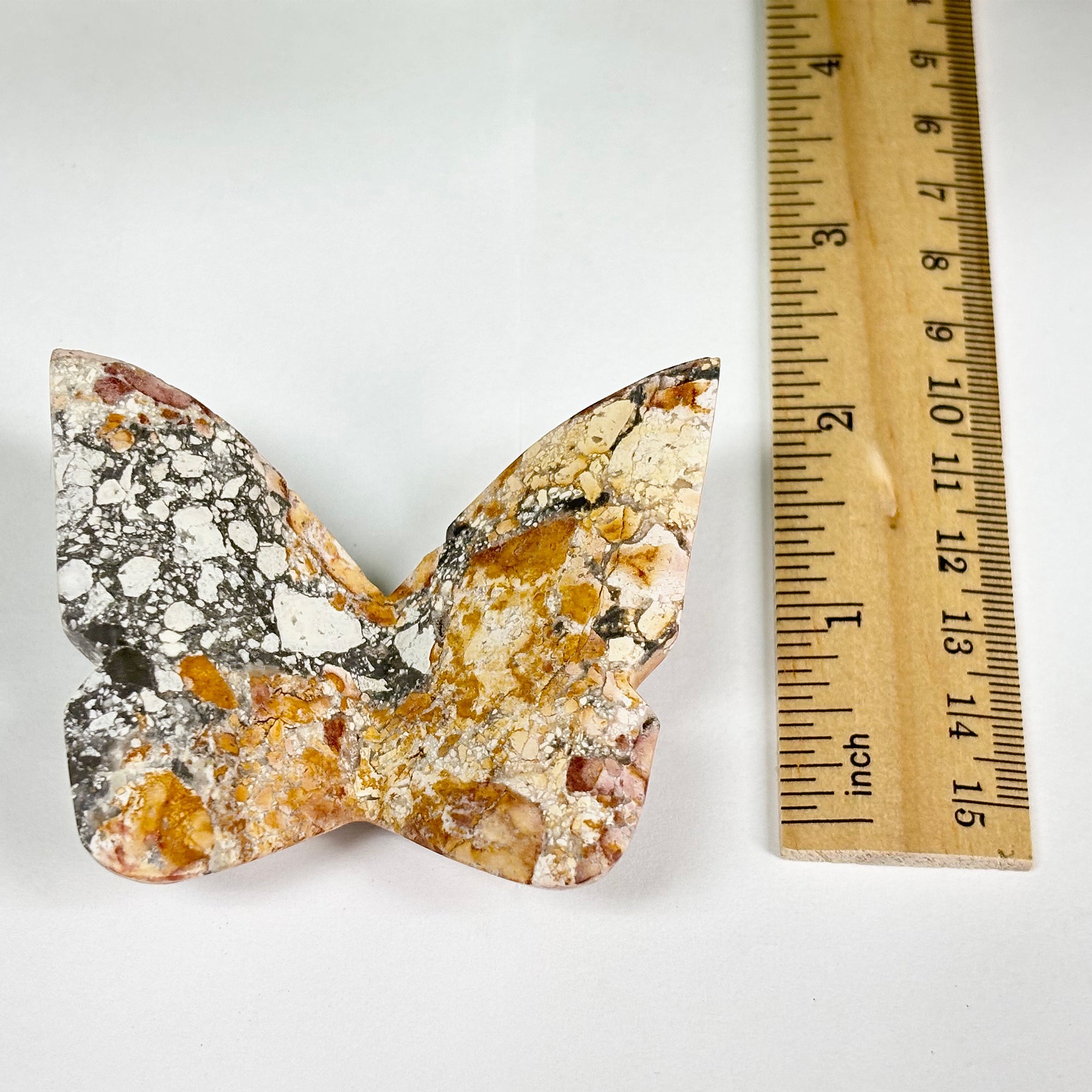 Hand Carved Maligano Jasper Butterfly Wings Pair - Natural Crystal Gemstone Insect Figurine Decor for Home & Office - RAN481 Mali Jasper - Perfect for Meditation, Feng Shui & Gift Giving