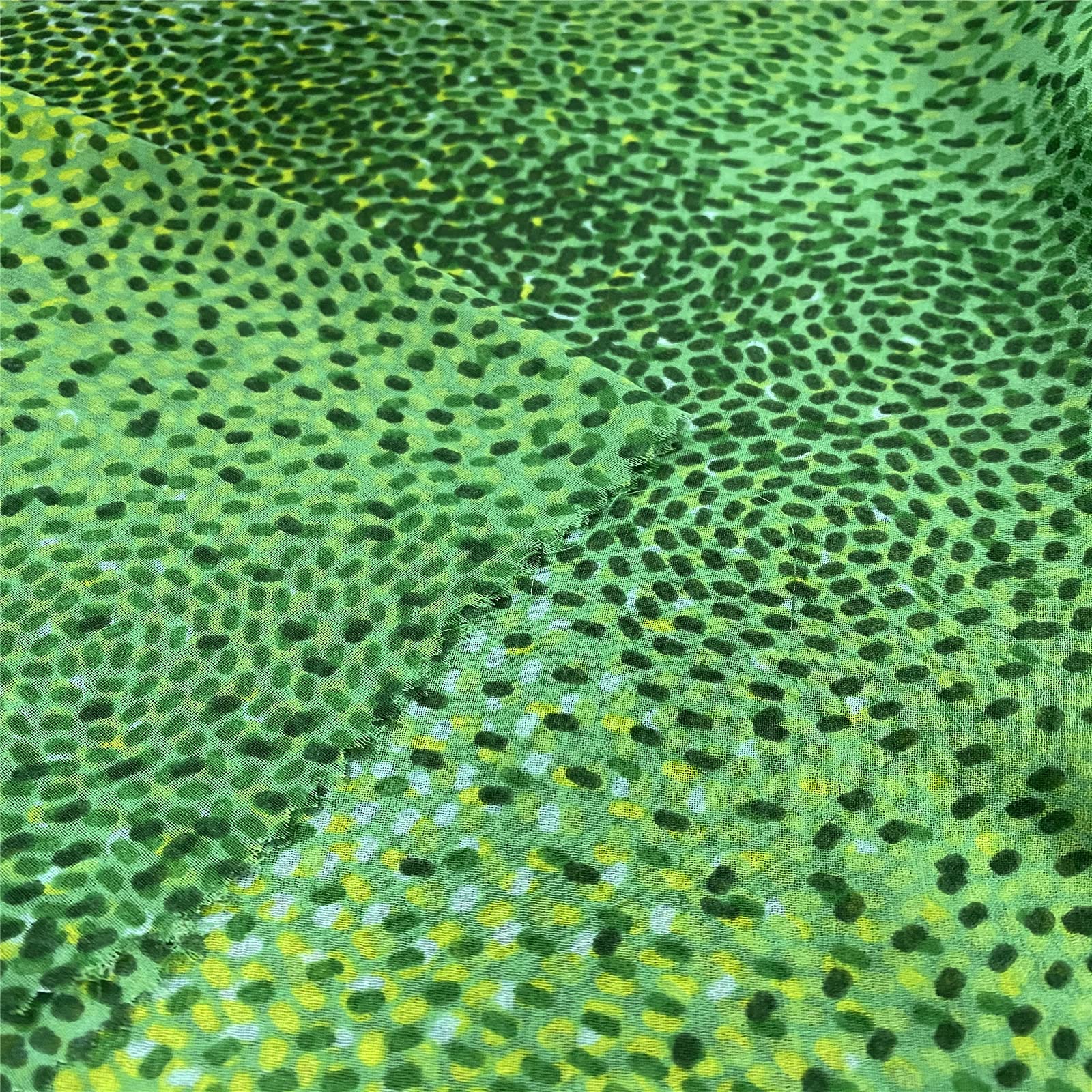 Printed Chiffon Fabric by The Yard - Green Dot Voile Draping Material for Sewing | Polyester Chiffon for Women's Dresses, Blouses, Scarves & Apparel | Perfect for DIY Fashion, Evening Wear & Summer Clothing Projects