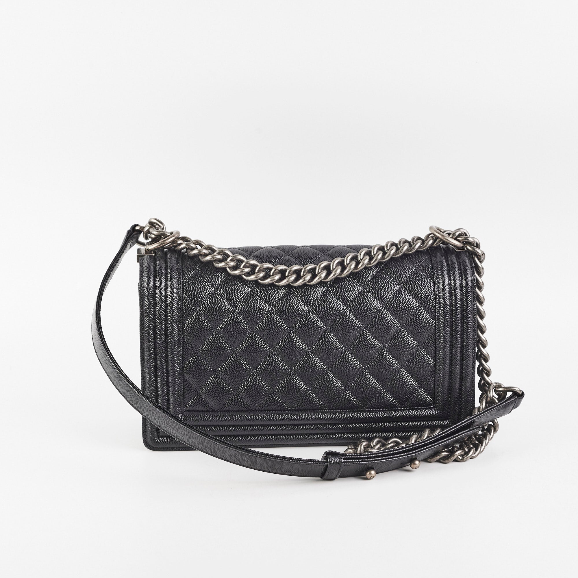 Chanel Caviar Leather Old Medium Boy Bag in Black - Luxury Handbag for Women, Perfect for Evening Events & Daily Use