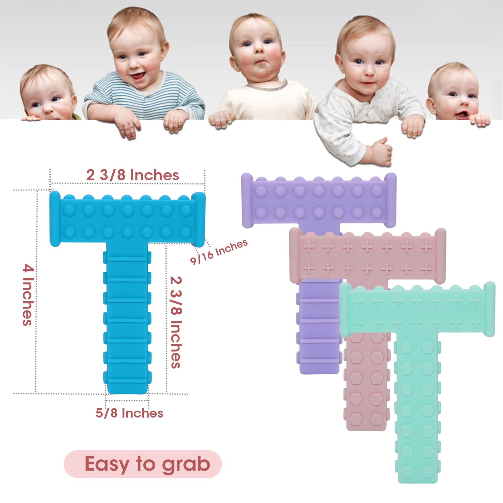 Sensory Chew Tubes for Autism & ADHD Kids - 4 Pack T-Shaped Oral Motor Toys for SPD & Special Needs Children - Safe Silicone Chewy Sticks for Boys & Girls - Perfect for School, Travel & Sensory Therapy