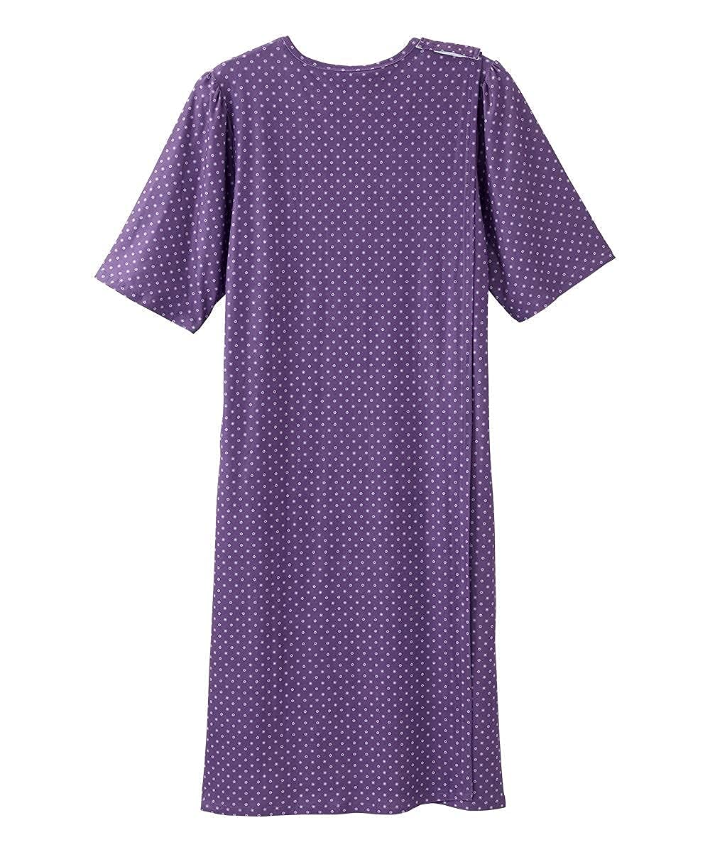 Silverts Open-Back Hospital Gowns for Women - Comfortable Easy Wear Senior & Patient Gown with Milk Silk Lace 2/3 Sleeve - Ideal for Hospital Stays, Post-Surgery Recovery and Elderly Care