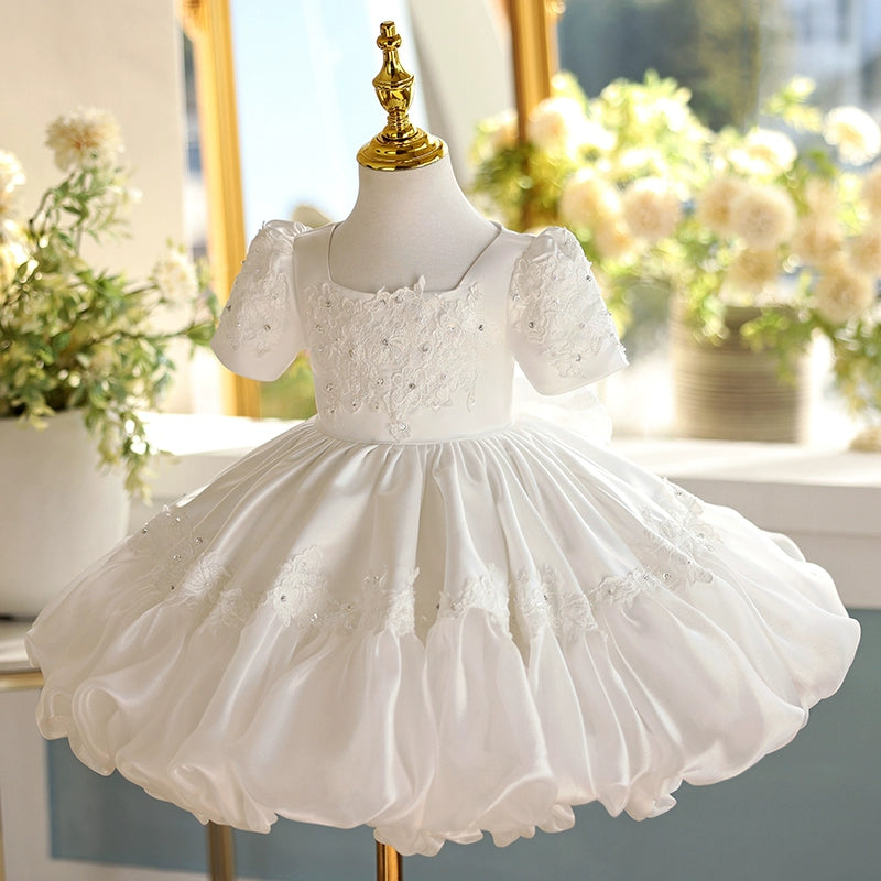 Girls White Birthday Princess Dress - Flower Girl Wedding Gown for Special Occasions | Perfect for Birthday Parties, Weddings & Pageants