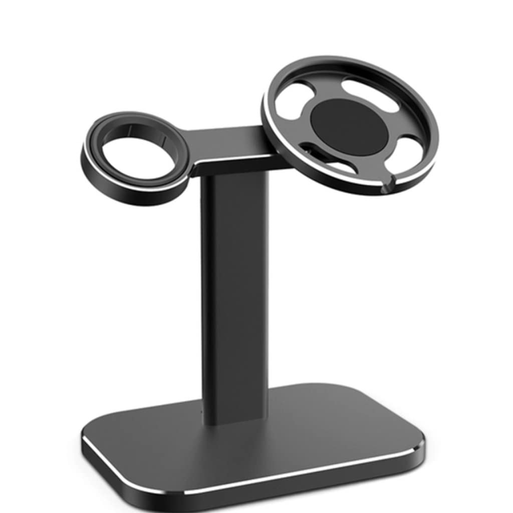 Dual Device Adjustable Charging Stand for iPhone & Smartwatch - Universal Phone Holder with Watch Dock - Perfect for Desk, Nightstand & Office (Black)