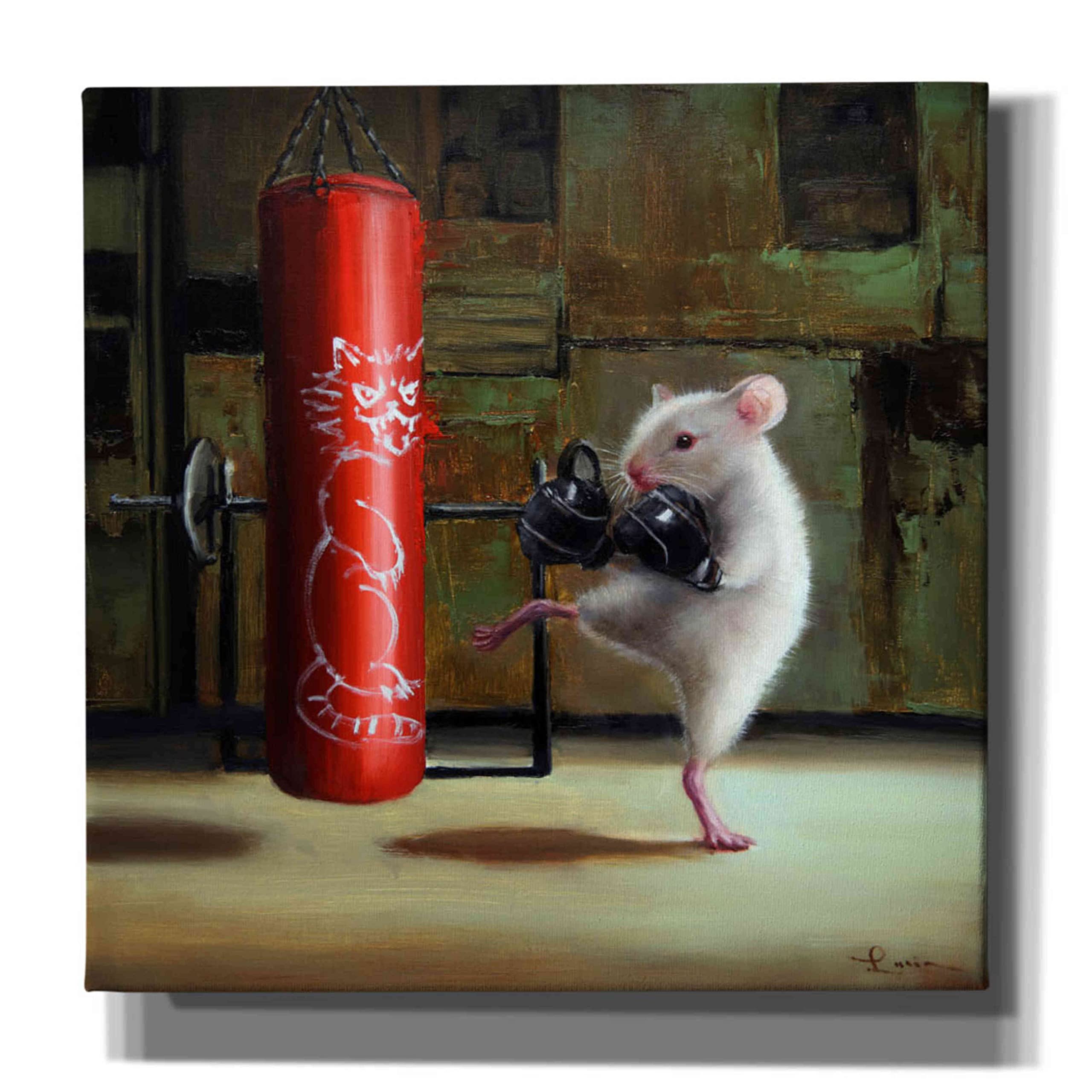 Epic Graffiti 'Gym Rat' by Lucia Heffernan - 37x37 Inch Canvas Wall Art for Home Gym Decor, Fitness Enthusiast Gift & Workout Motivation