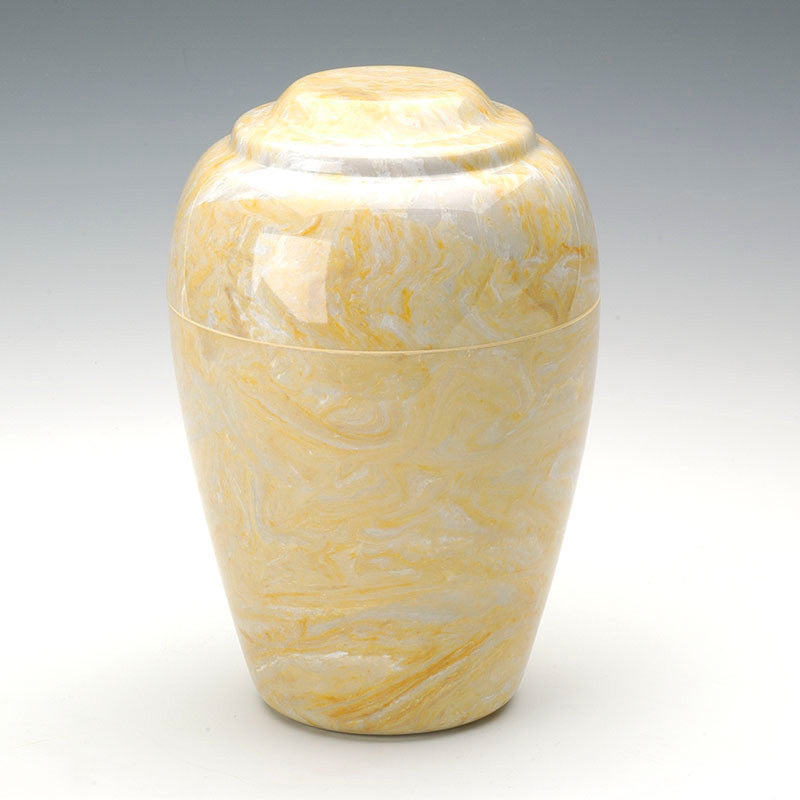 Elegant Grecian Cultured Marble Urn in Gold - Perfect for Ashes Keepsake, Memorial Display & Home Decoration