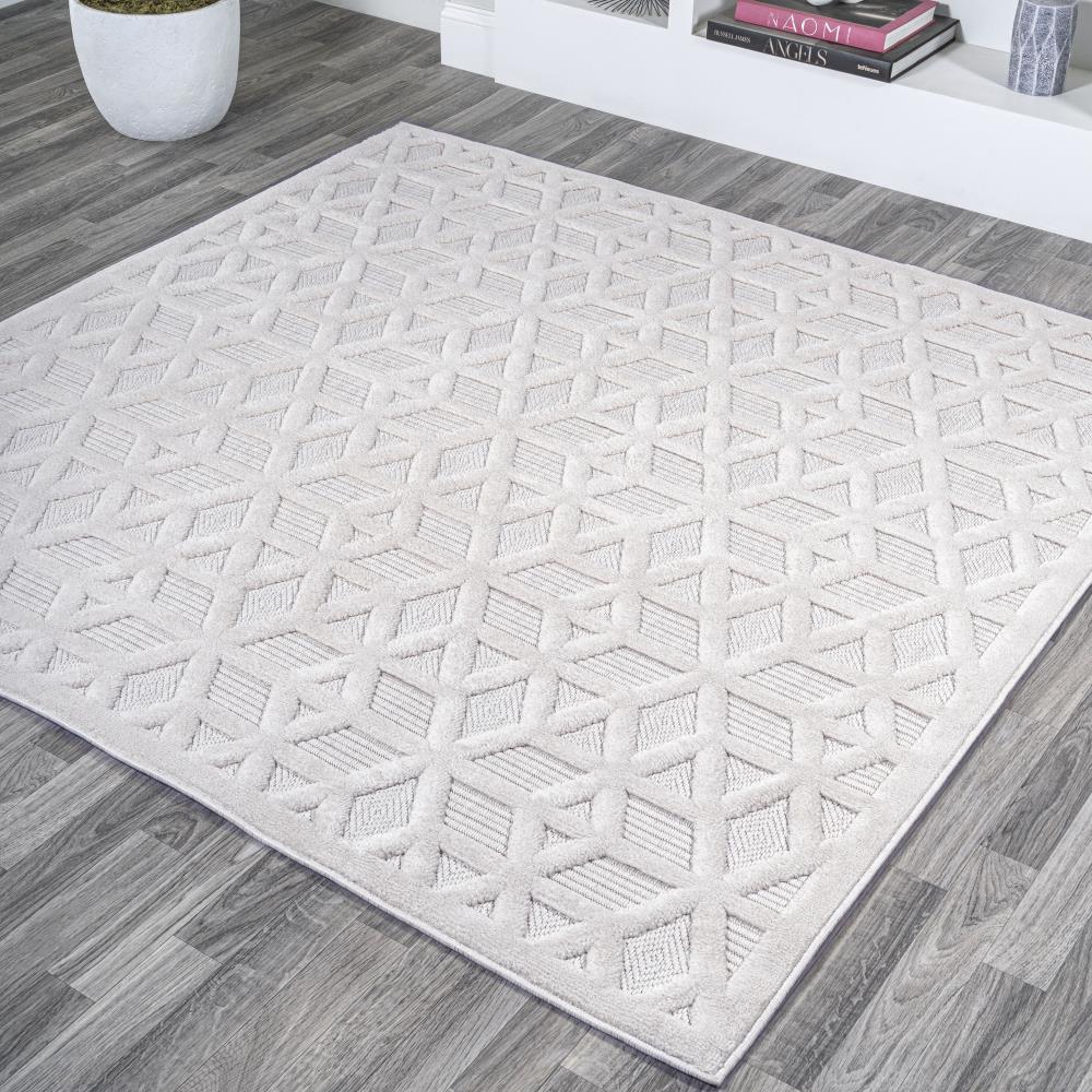 Talaia Neutral Geometric Indoor Outdoor Area Rug - Soft Modern Boho Design for Living Room, Bedroom, Patio & Deck Decor