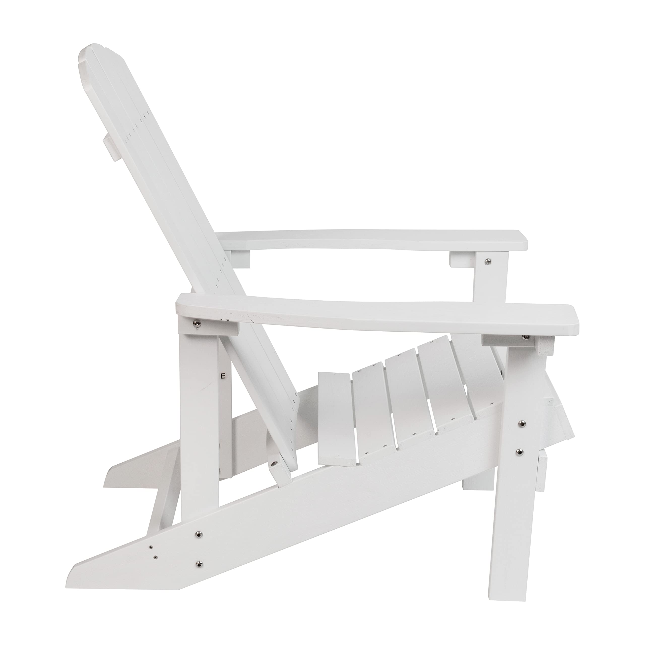 Flash Furniture Charlestown Commercial Grade Indoor/Outdoor Adirondack Chair - Weather Resistant Durable Poly Resin Deck & Patio Seating in White - Perfect for Backyard, Garden, Poolside & Beach Relaxation
