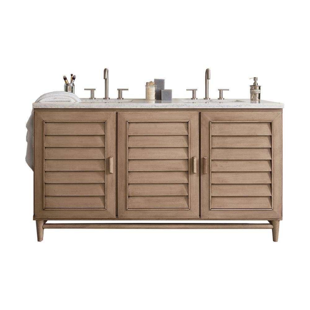 White Washed Walnut Double Vanity - Modern Bathroom Sink with Dual Sinks & Storage | Perfect for Master Bathroom, Guest Bathroom & Home Renovation