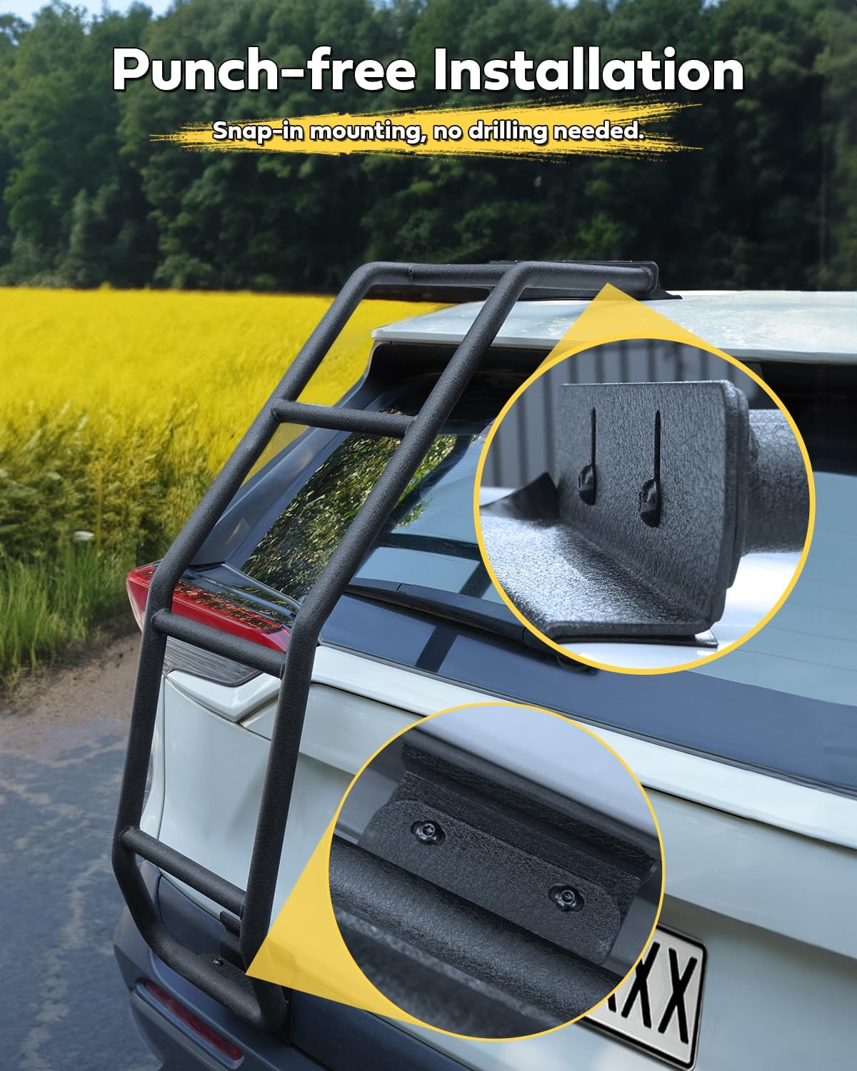 2019-2025 Toyota RAV4 Rear Tailgate Ladder - Heavy Duty Left Side Accessory for Off-Roading, Camping & Roof Rack Access