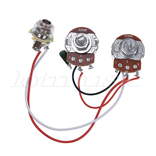 Precision Bass Guitar Wiring Harness Kit - 250K Pots, 1V1T Jack, 10-Piece Prewired Set for Easy DIY Installation | Perfect for Guitar Upgrades & Repairs