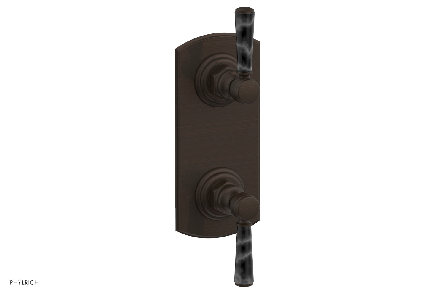 HEX TRADITIONAL / HENRI 1/2 Thermostatic Shower Valve with Volume Control & Diverter - Black Marble Handles (4 155) - Perfect for Modern Bathroom & Spa Renovations