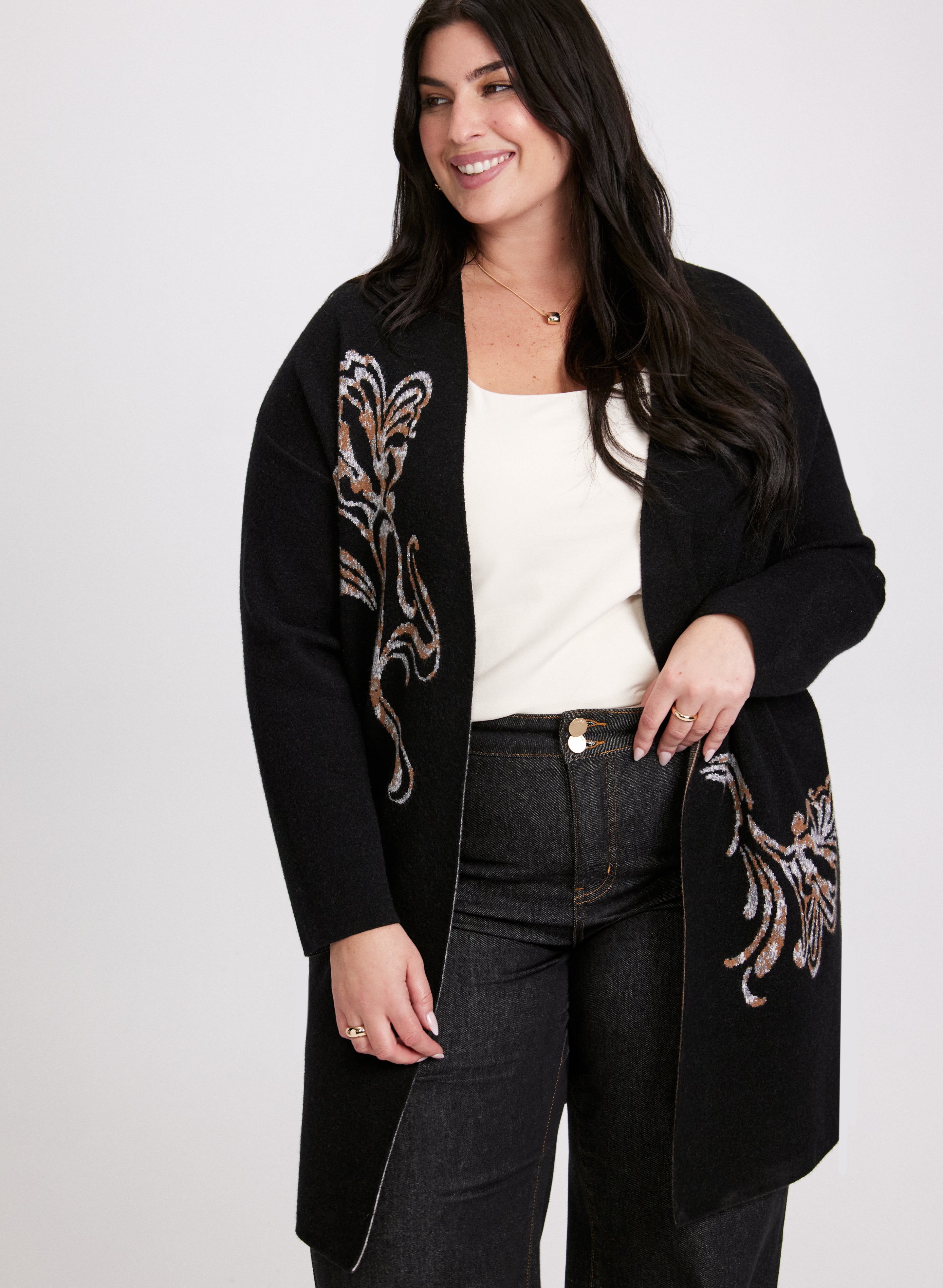 Floral Embroidered Cardigan for Women - Lightweight Knit Open Front Sweater - Boho Chic Lace Trim Cover Up - Perfect for Spring Outfits & Casual Wear