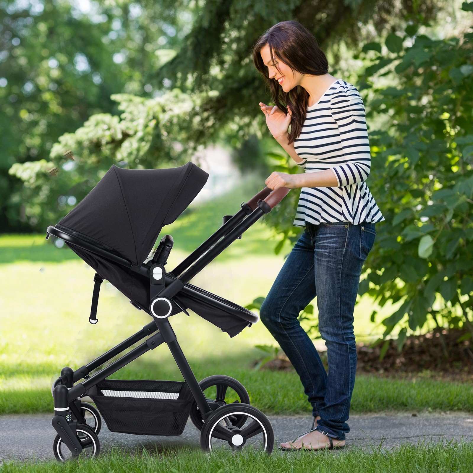 2 in 1 Convertible Baby Stroller for Newborn to Toddler (1-3 Years) - Lightweight Travel Stroller with Removable Seat, Shock Absorption, Cup Holder & Large Storage Basket | Perfect for Shopping, Travel & Daily Walks