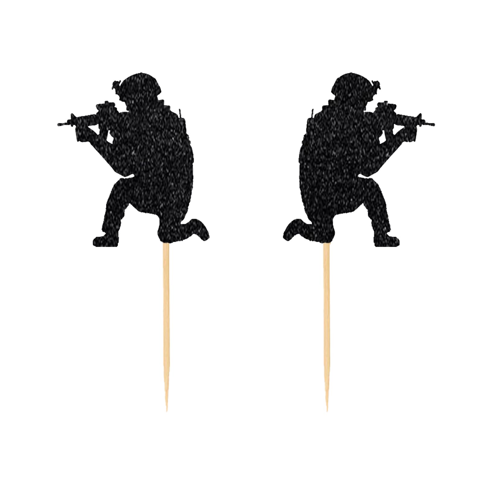 24 PCS Black Paintball Cupcake Toppers - Sport Party, Baby Shower, Birthday & Wedding Decorations - Premium Cardboard Supplies for Sports Theme Events & Celebrations
