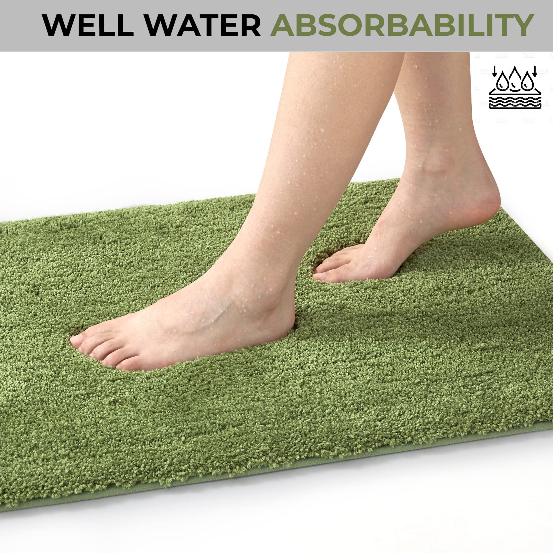 Yafa Home Fashion 2-Piece Ultra Soft Microfiber Bath Rug Set - Plush Shaggy Bath Mats with Non-Slip Rubber Backing, Machine Washable U-Shaped Contour Bathroom Rugs for Cozy & Safe Bathroom Flooring - Perfect for Master Bath, Guest Bath & Spa Retreats