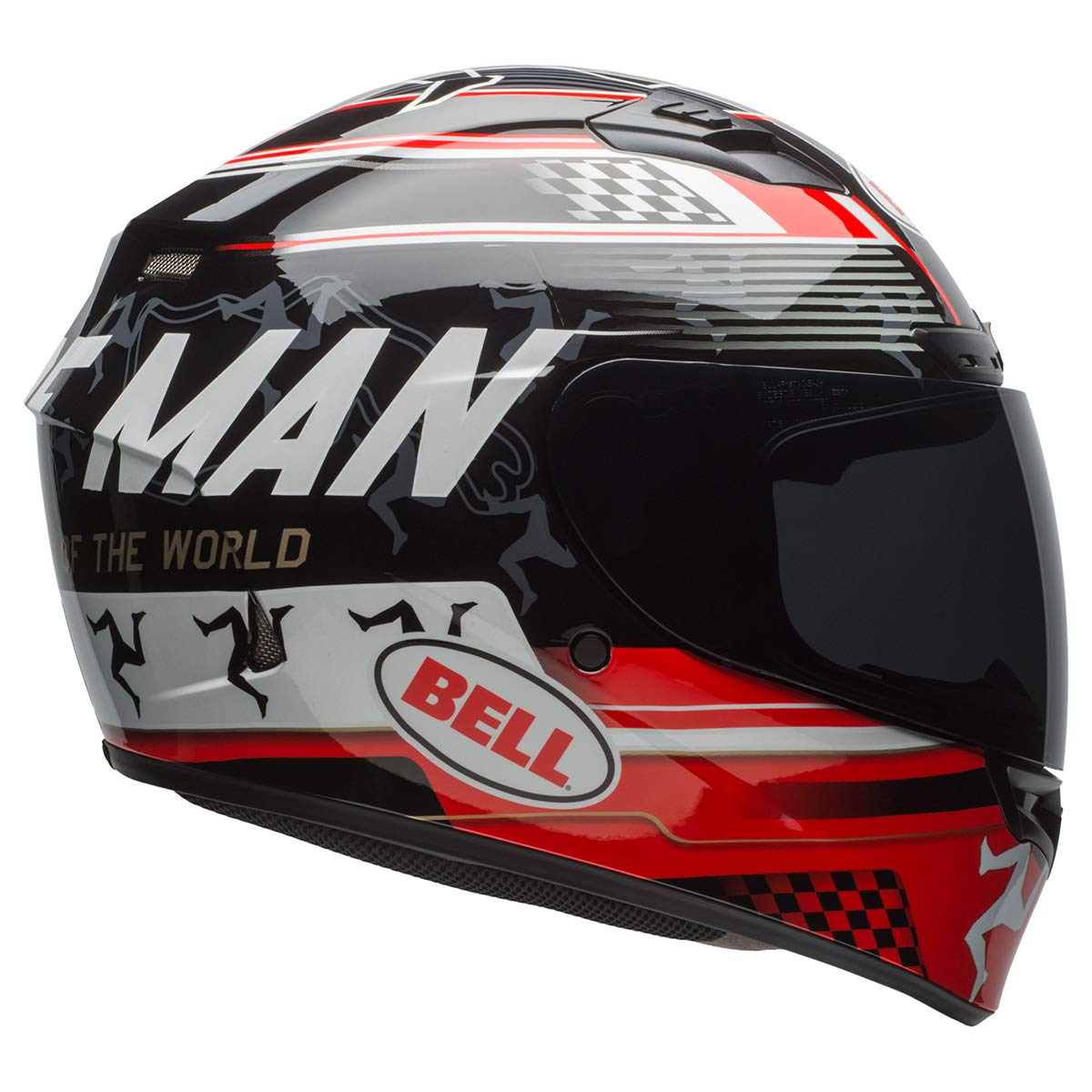 BELL Qualifier DLX Full-Face Motorcycle Helmet - Gloss Black/Red - Isle of Man Edition - XS (Extra Small) - DOT Certified for Safety - Perfect for Street Riding, Racing & Motorcycle Enthusiasts
