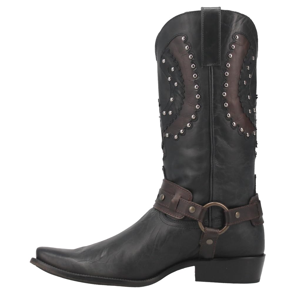 Dingo Men's War Eagle Studded Square Toe Pull-On Casual Boots - Mid Calf Western Boots for Men, Brown Leather Cowboy Boots | Perfect for Country Dancing, Rodeo & Everyday Wear